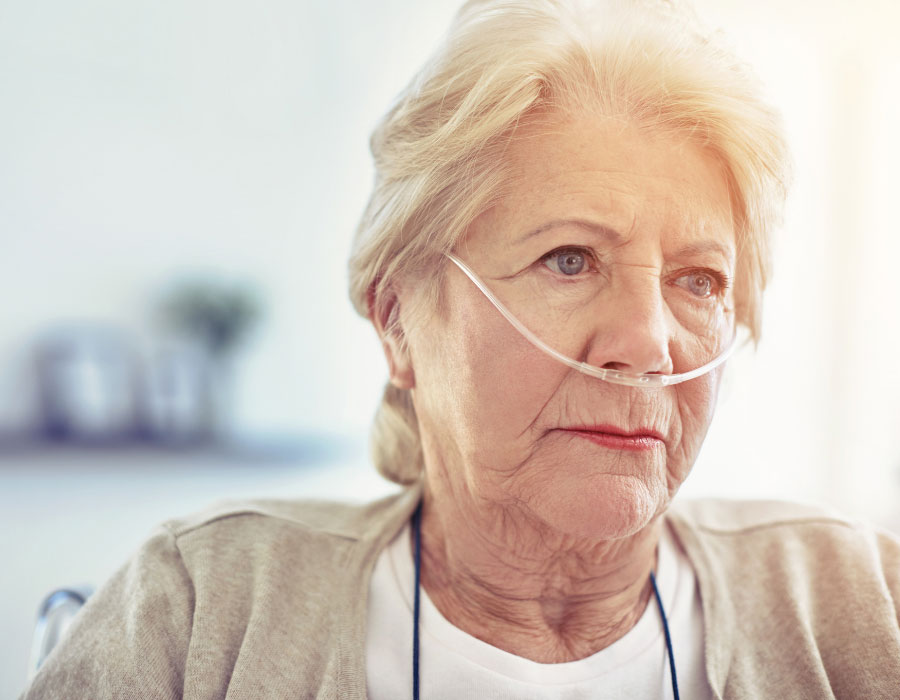 Woman with Breathing Tube